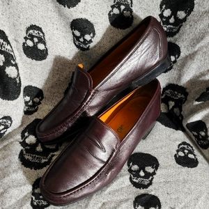 SALVATORE FERRAGAMO PENNY LOAFER SLIP ON LEATHER SHOES MEN WINE 12D